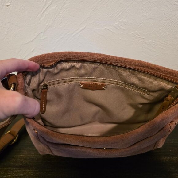 NWT The Sak Melrose Suede Crossbody/Shoulder Bag, Tobacco Brown - Picture 4 of 5